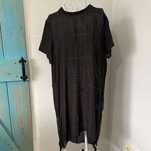 True Religion Black Sheer Short Sleeve Tunic with Side Zips